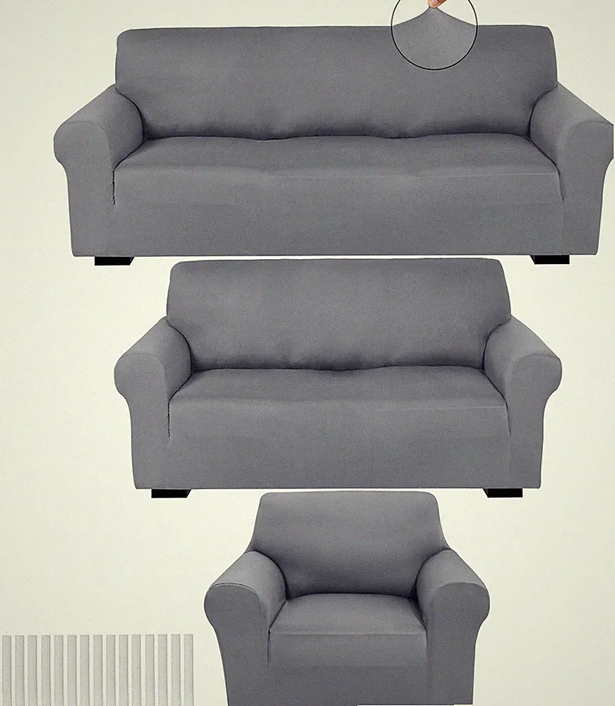 3-Piece Stretch Slipcover Set for Sofa, Loveseat & Armchair - Light Gray