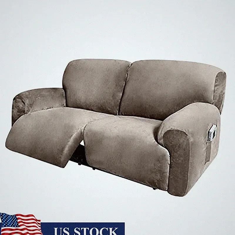 Extra Wide Reclining 2 Seater Sofa Cover Velvet Slipcover Non Slip Easy Care New