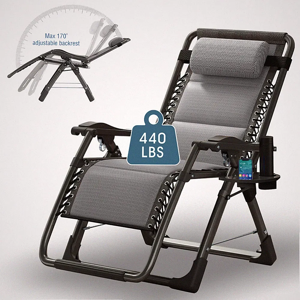 MOPHOTO Zero Gravity Chair, Premium Lawn Recliner Folding Portable Chaise Lounge