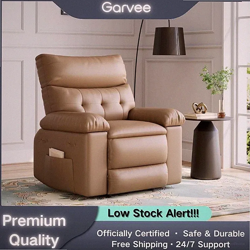 Oversized PU Leather Manual Recliner Chair Large Adults 1.5X Sponge Filling