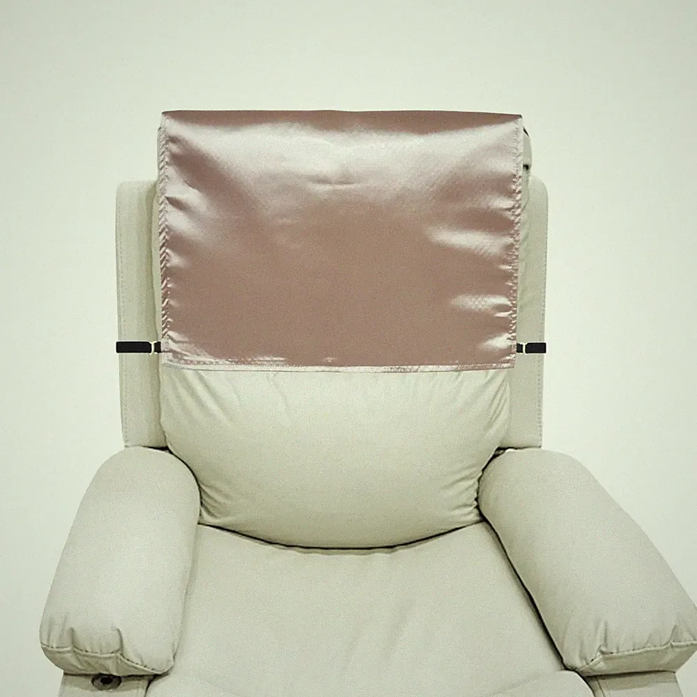 Satin Recliner Headrest Cover with Non-Slip Elastic Straps Silky Protector fo...