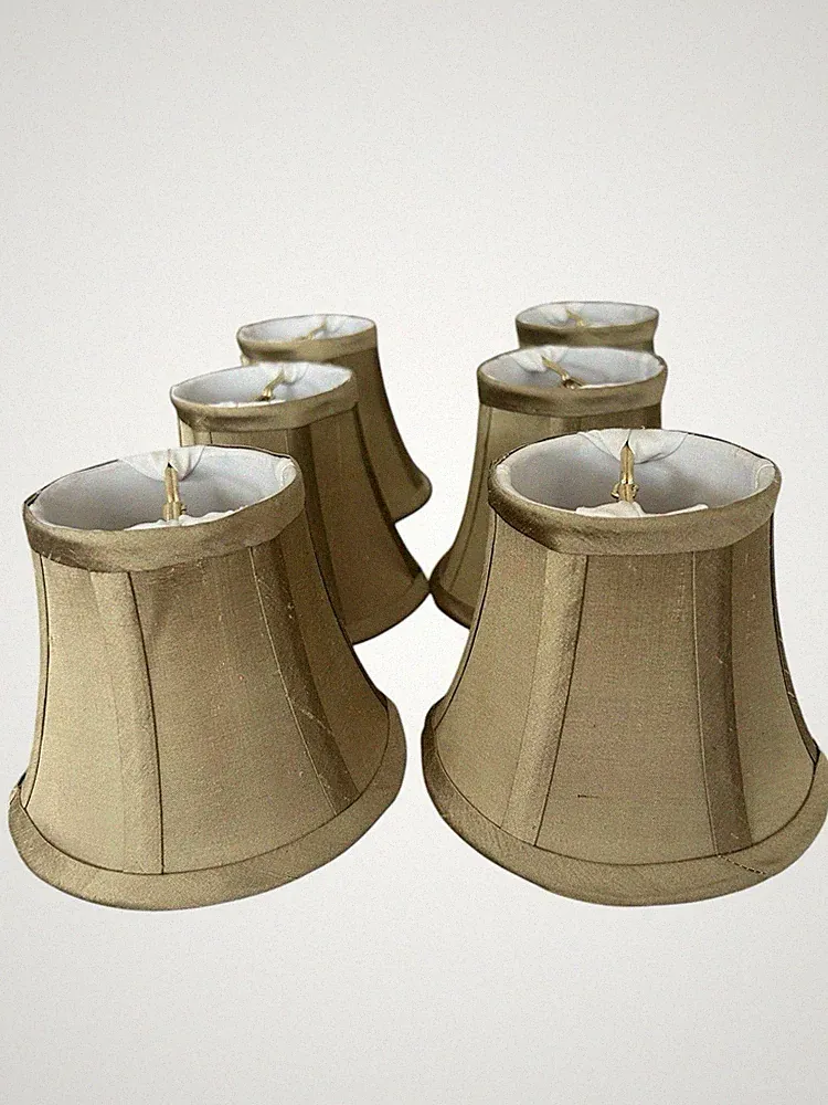 Urbanest Set Of 6 Lampshades Soft Back Bell Shape Silk Clip On Lampshades